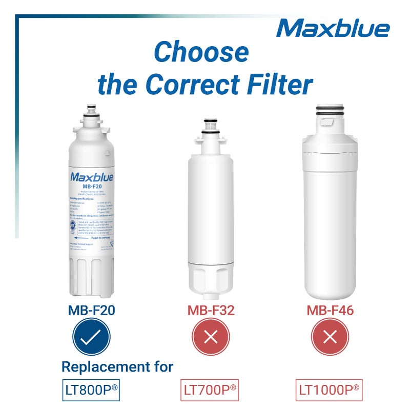 Maxblue ADQ73613401 Refrigerator Water Filter, Replacement for LGÂ® LT800PÂ®, ADQ73613402, ADQ73613408, ADQ75795104, Kenmore 9490, LSXS26326S, LMXC23746S, WF-LT800P, 469490, LMXC23746D, Pack of 3 - Image 3